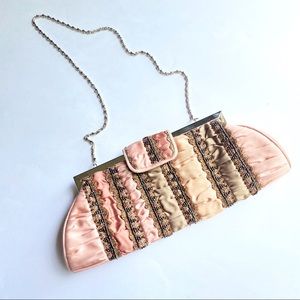 Lord & Taylor Satin Beaded Evening Clutch NWOT